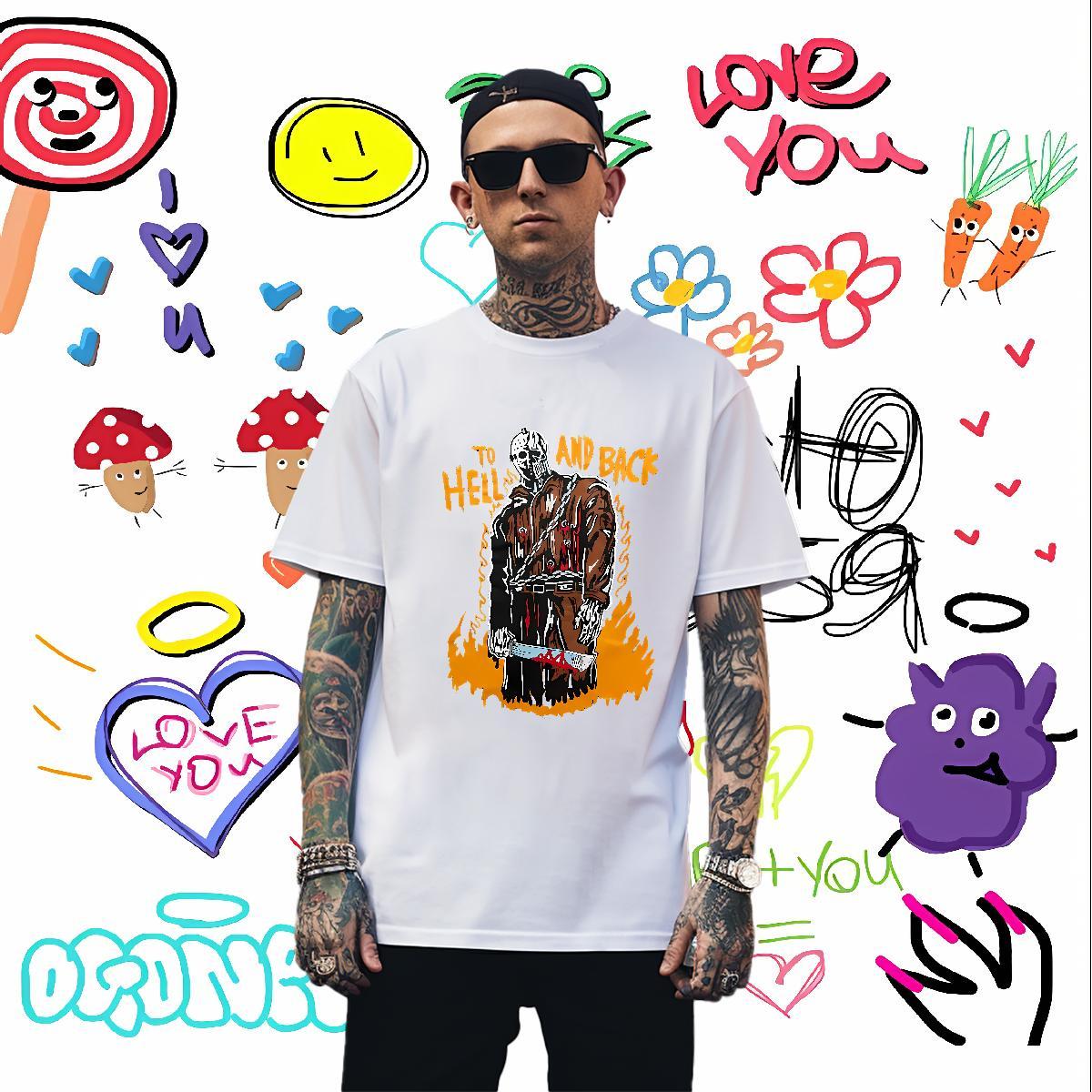 Comfortable skull T shirt Street Casual Couples T Shirts 100% Cotton 230g DIY Breathable Short Sleeve Custom Printed Clothes