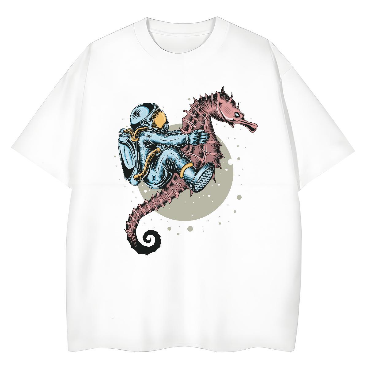 Popular Women Tshirts 100% Cotton 230g cosmonaut Sports Street Wear T-Shirts for Women Breathable DIY Anime Printed Tees
