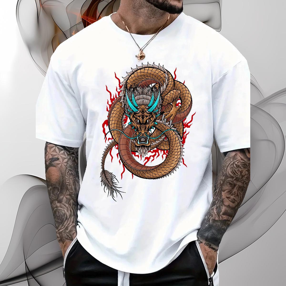 Brand dragon T Shirts Men Casual Tshirt for Man Woman 100% Cotton 230g Fashion Casual O Neck Short Sleeves Skull Tees