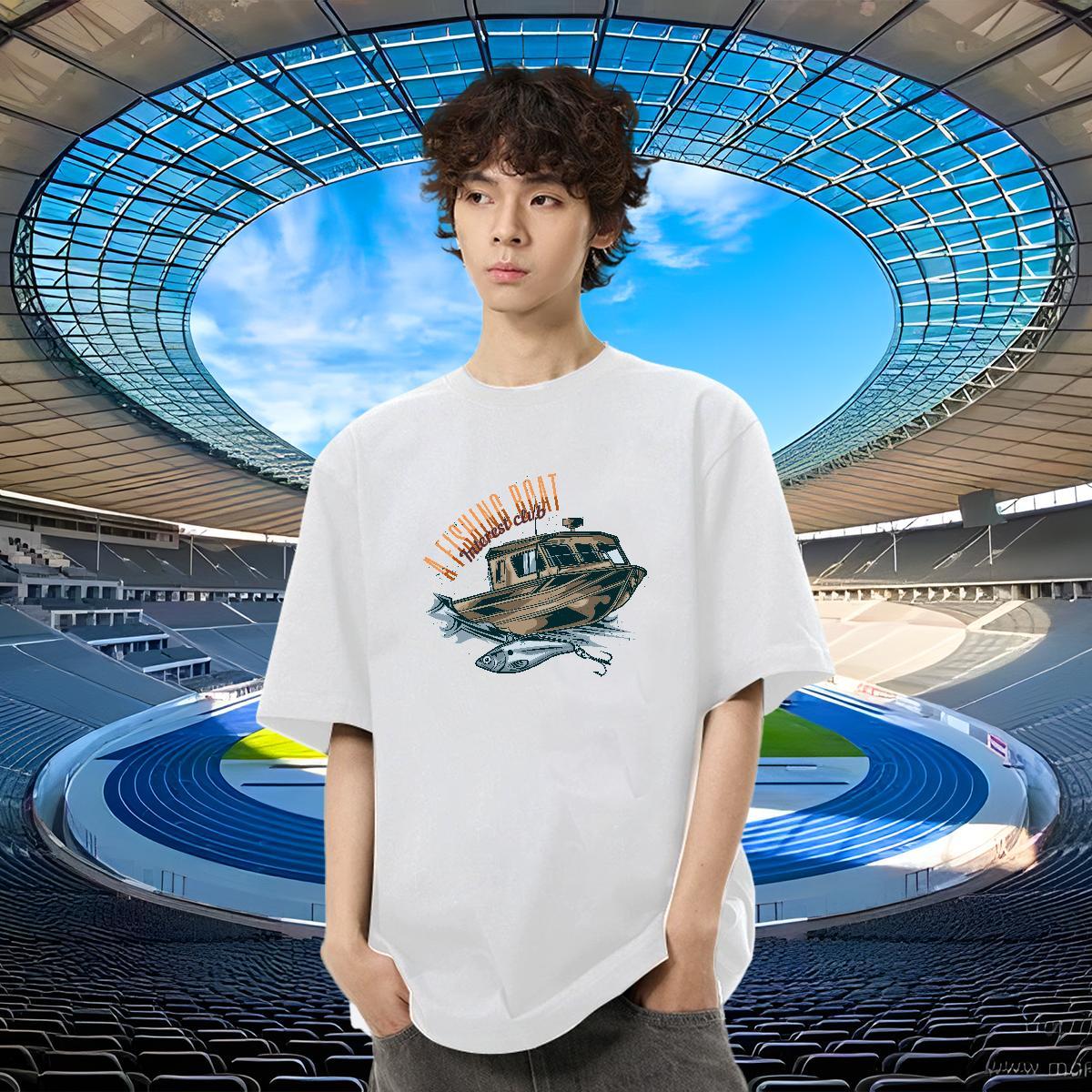 Loose Men Tops Tees Street Casual 230g 100% Cotton Custom Anime Crew Neck shio Mens T Shirts DIY Tee Shirt