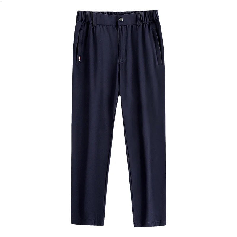 Mens Summer Pants Outdoor Stretch Breathable Straight Leg Pants Large Size Quick Dry Elastic Band Black Trousers 8XL 240822