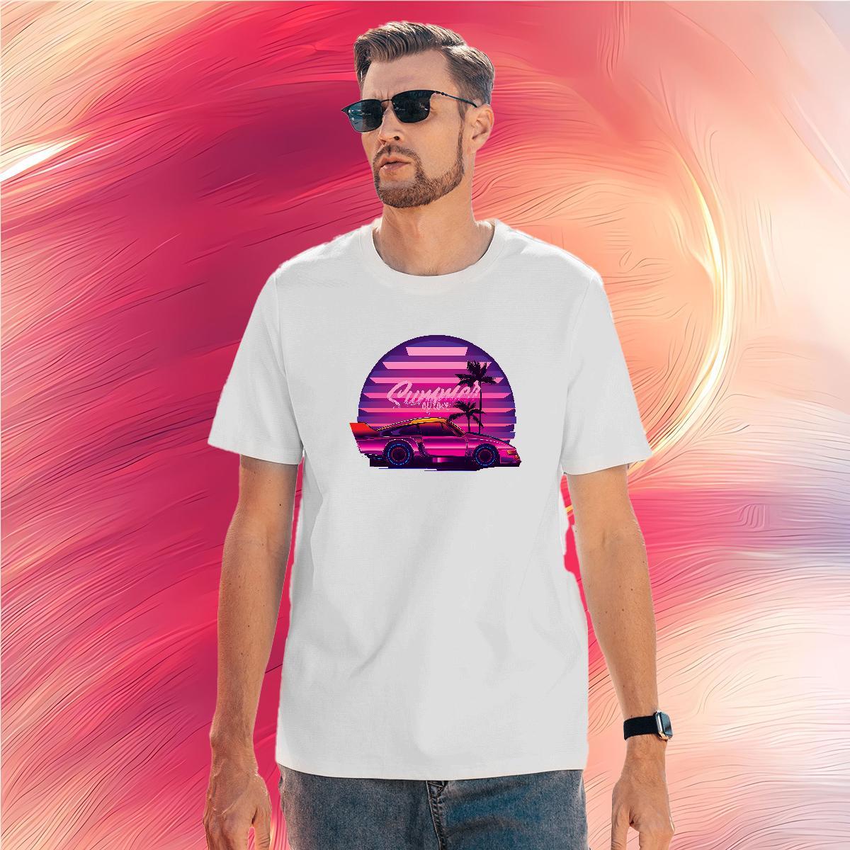 Classic car T Shirts Men High Street Hip Hop Men Tshirts 100% Cotton 230g Classic Casual Breathable Short Sleeve Custom Big Size Wear