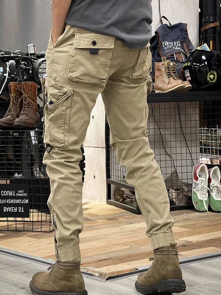 Mens cargo pants with multiple pockets mens Trousers bicycles motorcycles ultrathin hiking Emo spandex loose fitting formal wear 240821