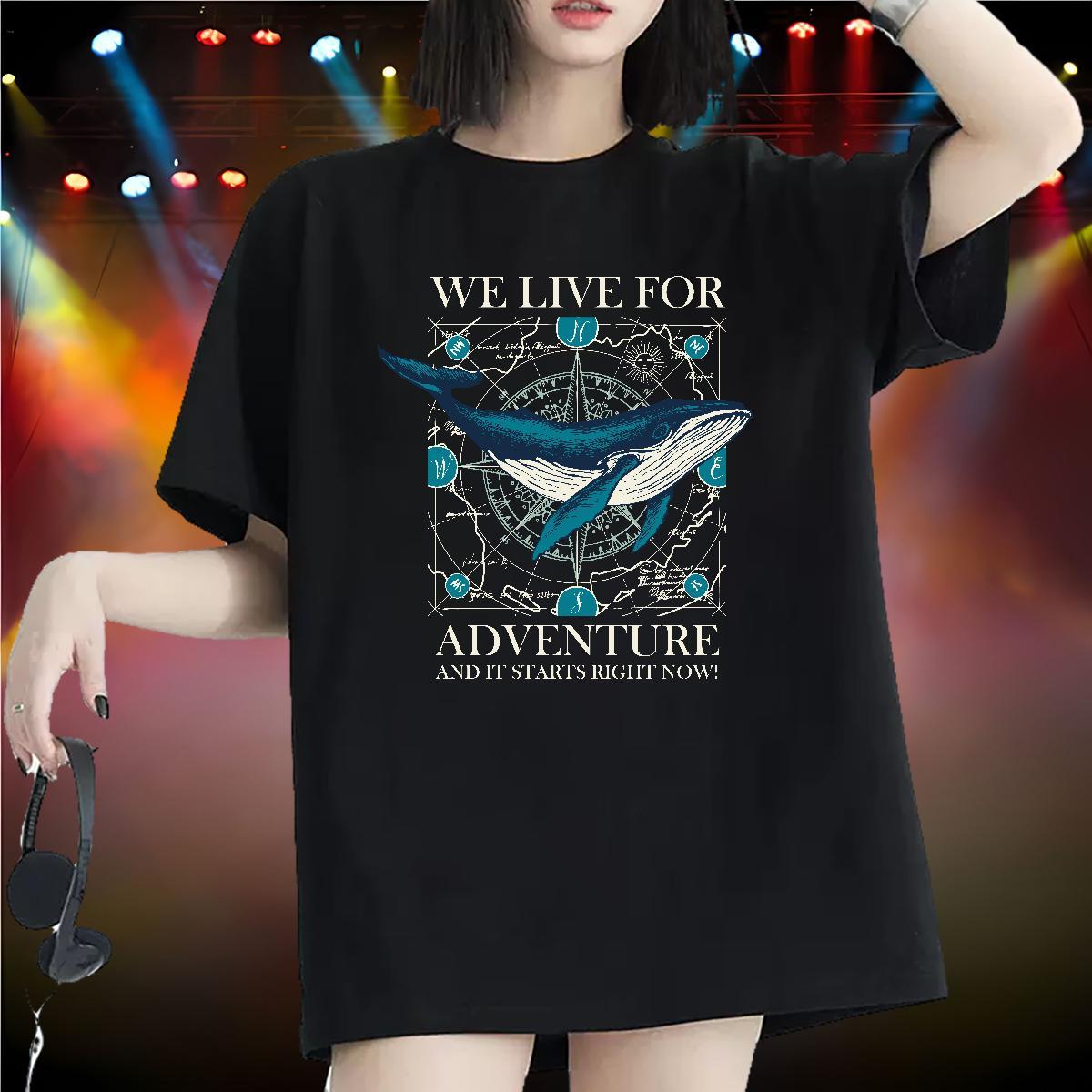 New Woman T Shirts Round Neck Short Sleeve 230g 100% Cotton Womens Tshirts Oversized fish Outdoor Designer Nice Polos