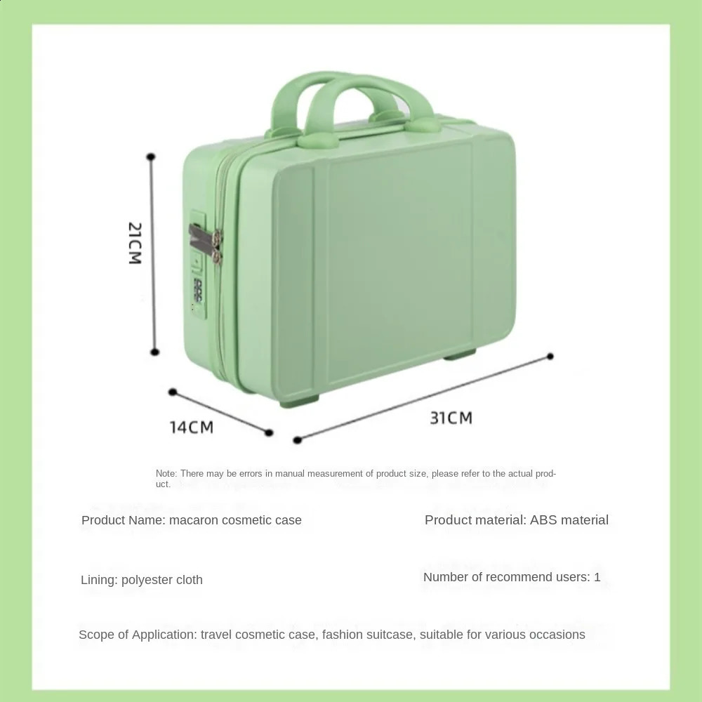 14 inch Mini Travel Suitcase Cosmetic Box Hand Luggage Organizer Case Small Boarding Case With Password Lock 240821