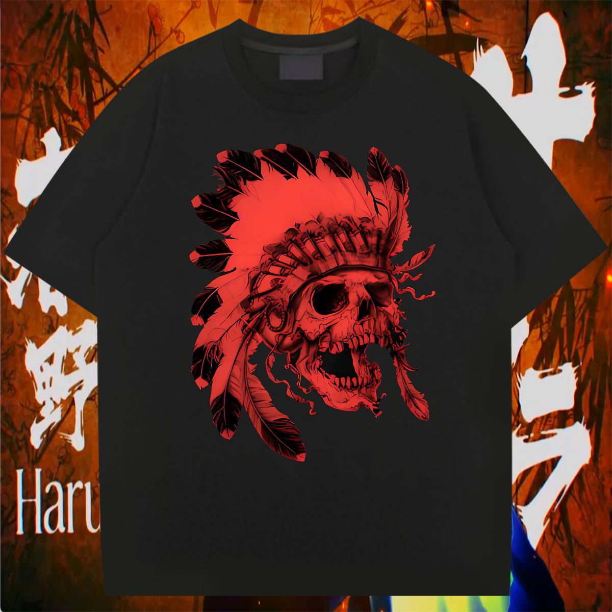 Wholesale Home Outdoor Men Tees scary O Neck Short Sleeves 230g Pure Cotton Mens T Shirts Designer Plus Size Cartoon Wear