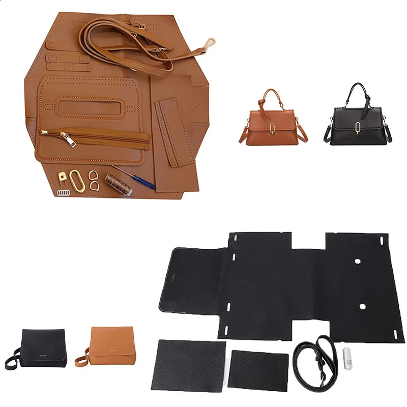 Womens Shoulder Bag Easy Bag Making Kit Handmade DIY PU Leather Bag Knitted Set Handmade Sewing Bag Material Accessories 240821