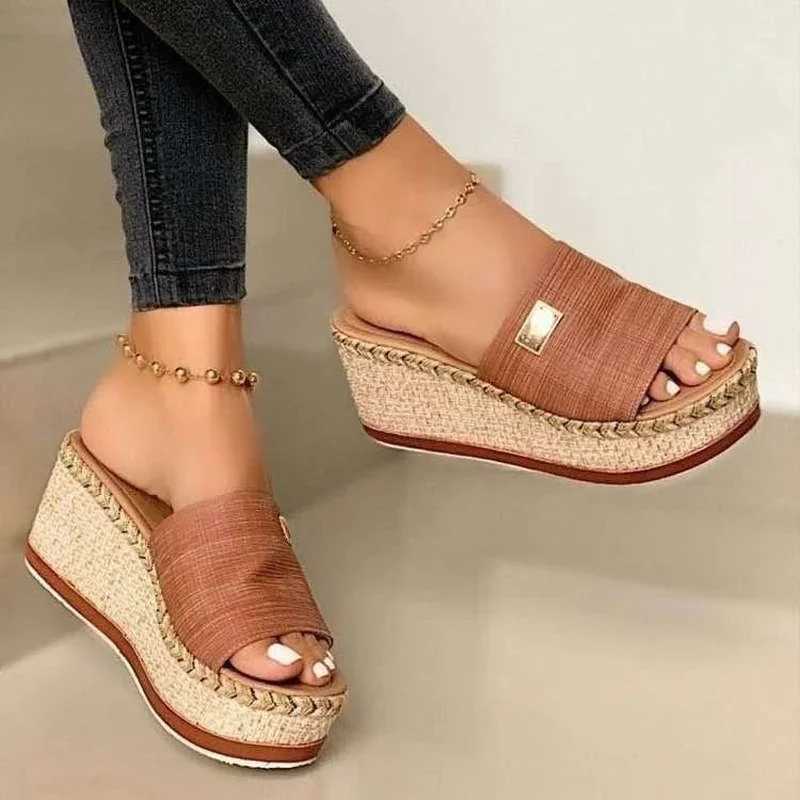 Womens High Heels Sandal Thick Bottom Casual Shoes Ladies Leisure Summer Wedges Sandals Woman Shoes Women Platform Mules Slipper CL240806