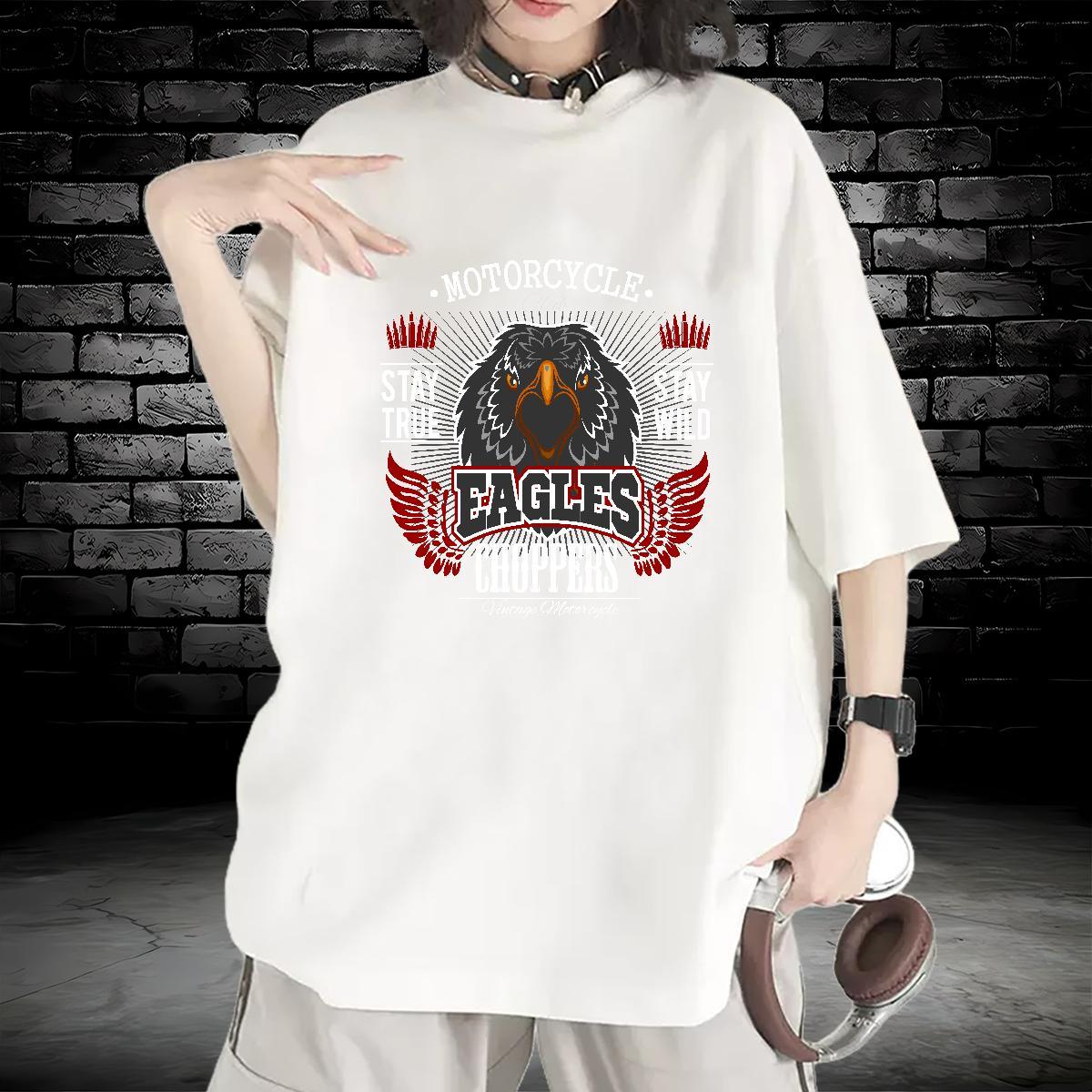 New Arrival T shirt Breathable Crew Neck 230g Pure Cotton Woman Tshirt DIY Logo eagle Casual Beach Loose fit Top Shirts