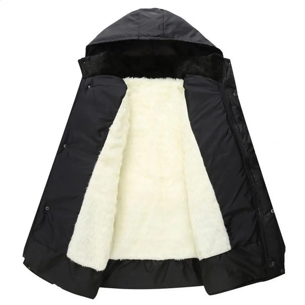 Winter down jacket mens solid color stand collar plush high heat zipper apron used for outdoor jaqueta masculina inventor 240822