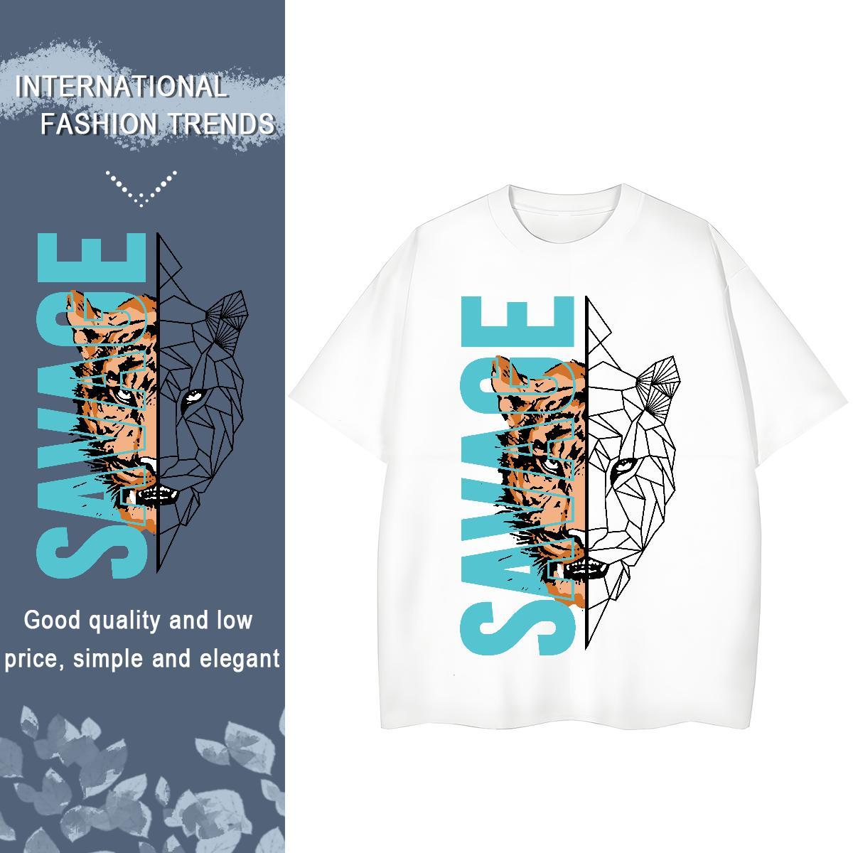 Classic T Shirt For Woman Breathable Crew Neck 230g Cotton Woman Tshirt Anime tiger Casual Beach Nice Clothes Shirt