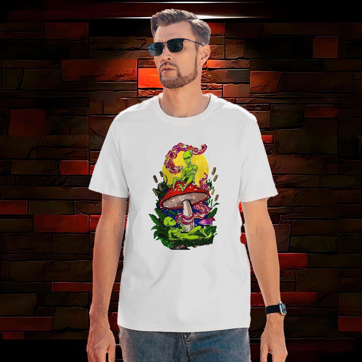 Cool Design mushroom T-Shirts for Men High Street Hip Hop Couples T Shirts 100% Cotton 230g Stylist Short Sleeve O-Neck Black White Tops