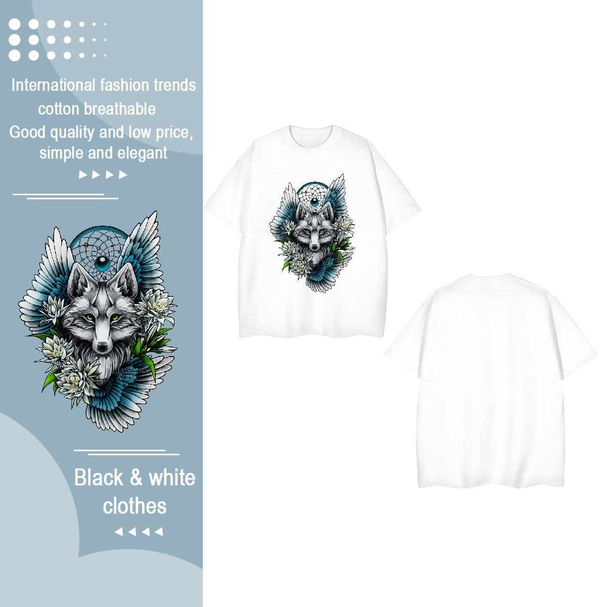 Custom Women T Shirts O-Neck Short Sleeve 230g 100% Cotton Women Tees Oversized L-4XL wolf Beach Soft Polos