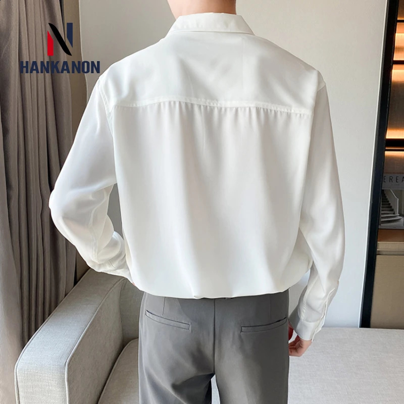 Youth Solid Color Business Casual Mens White Long-sleeved Shirt.Mens Business Casual Shirt Formal Dress Inner Wear. 240822