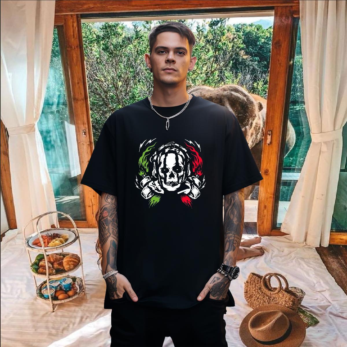 Classic Casual Tshirts 230g Pure Cotton Street scary Crew Neck T shirt High Quality Oversized 4XL Top Tees