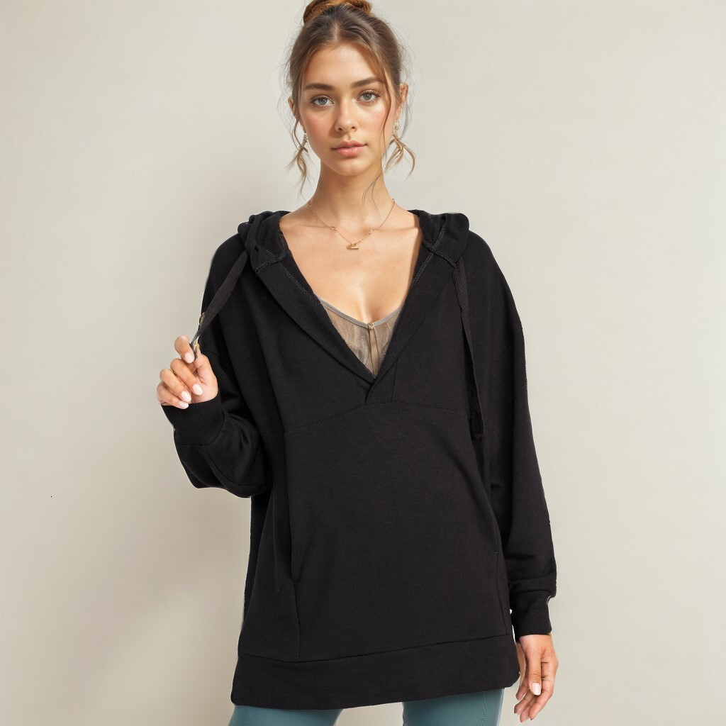 Hoodie autumn women's casual sportswear fashionable loose jacket solid color long sleeved top dongdumaoyi