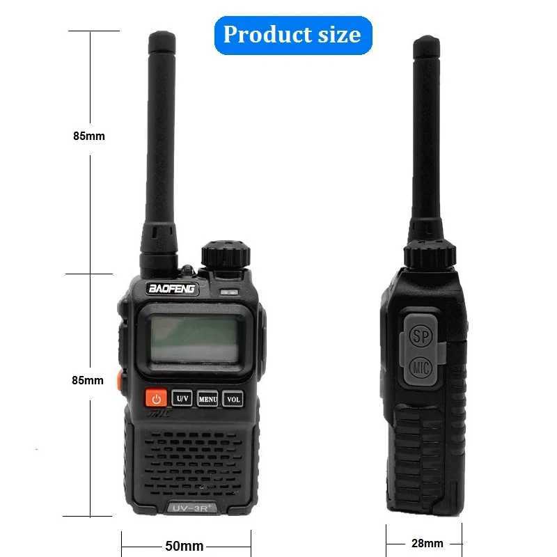 2PCS BAOFENG UV-3R PLUS Long Range Walkie Talkie Portable CB Radio Comunicador UHF VHF Ham Mini Radio Transmitter UV-3R+ Antenna M240821