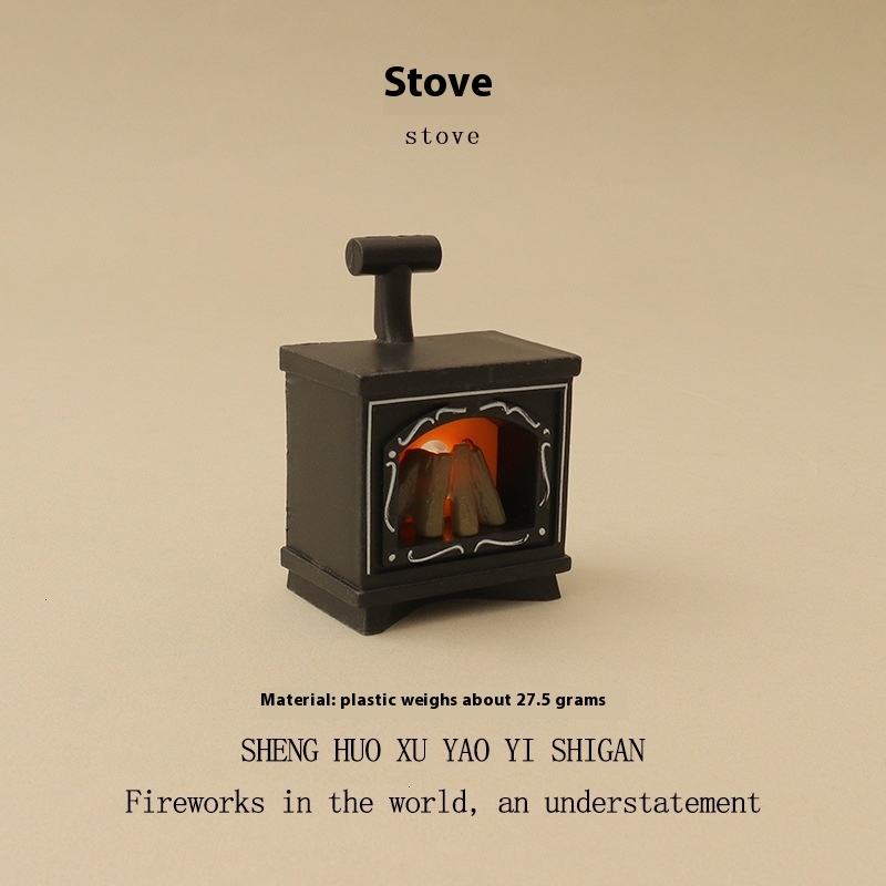 New Creative Miniature LED Lighting Simulation Fireplace Cute Bone Dog Baby House Ins Decorative Small Ornaments