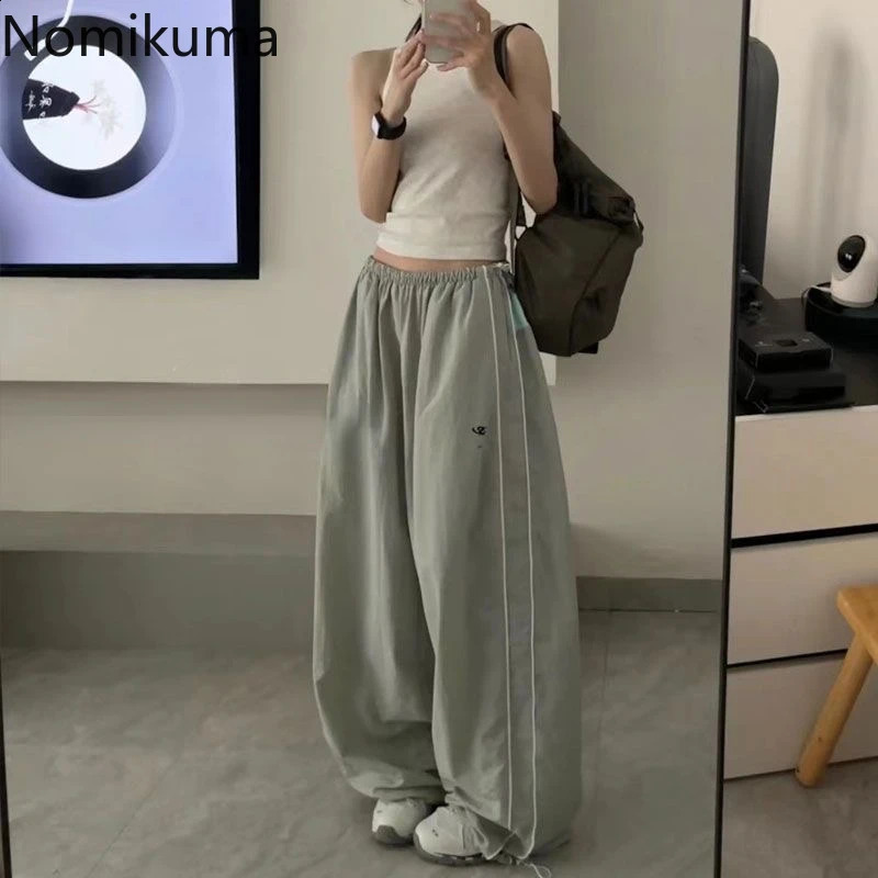 Streetwear Joggers Women Contrast Color Casual Y2k Wide Leg Pants Bottoms Fashion Summer Sweatpants Korean Pantalon Femme 240821