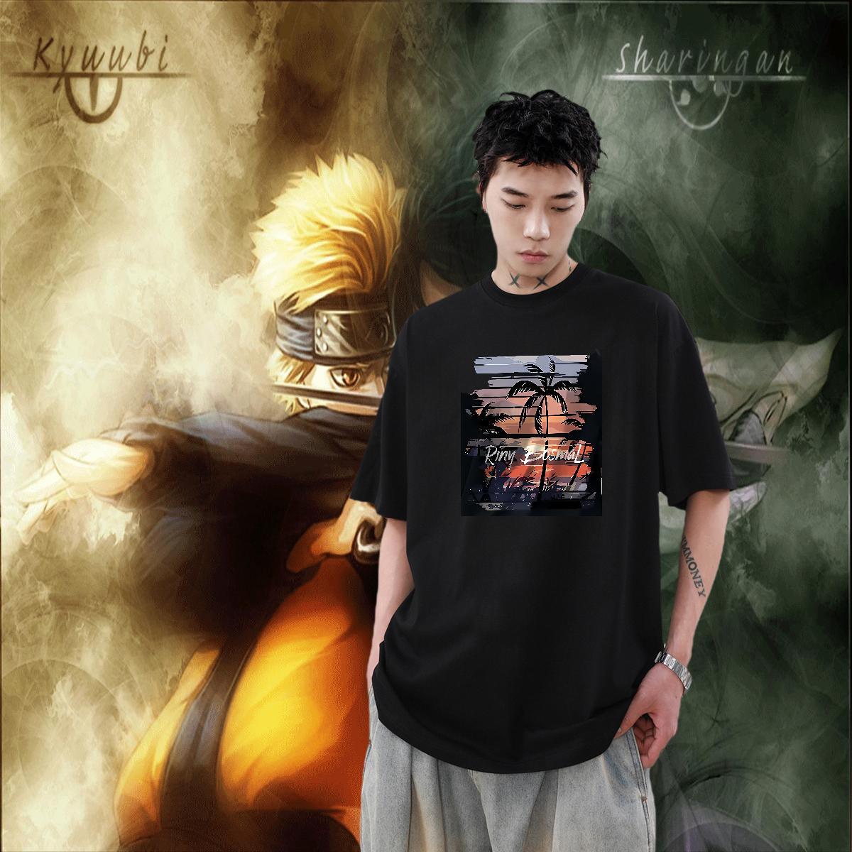 Stylist Spring Summer Men Clothes T-Shirt scenery Breathable Short Sleeve 230g 100% Cotton T Shirt For Man Wholesale Oversized 4XL Tops Shirt