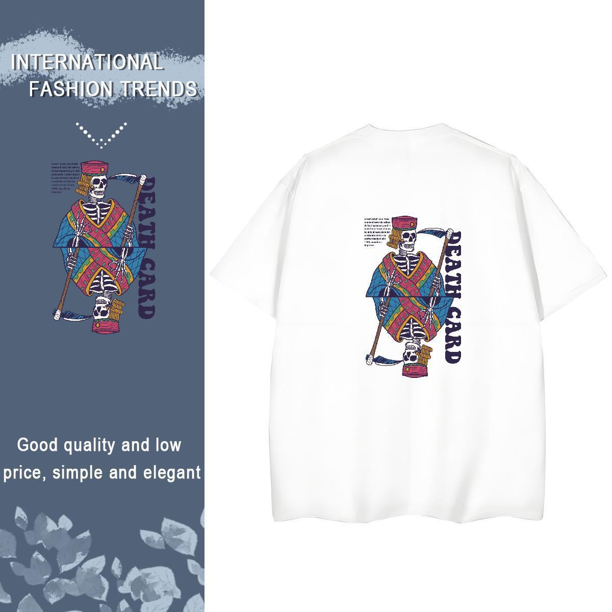 Brand T Shirt For Woman 230g Pure Cotton O-Neck Short Sleeve Sport skull Lady T shirt 5A Oversized L-4XL Top Shirts