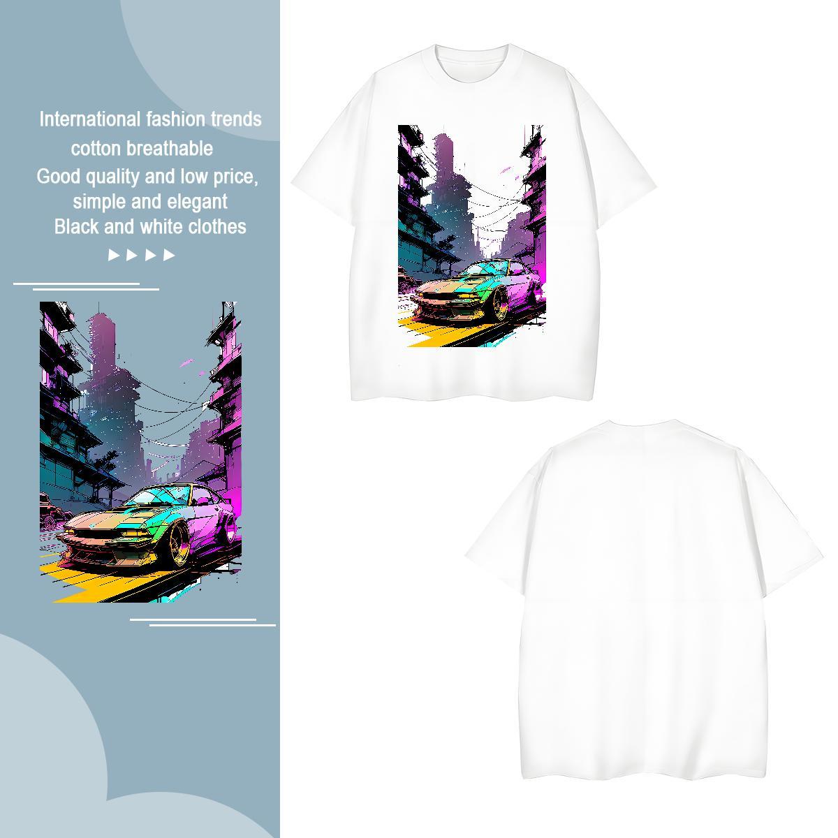 Classic car Man T Shirts Hip Hop Men Tops Tees 230g Pure Cotton Wholesale O-Neck Short Sleeve Oversized 4XL Tees Shirts