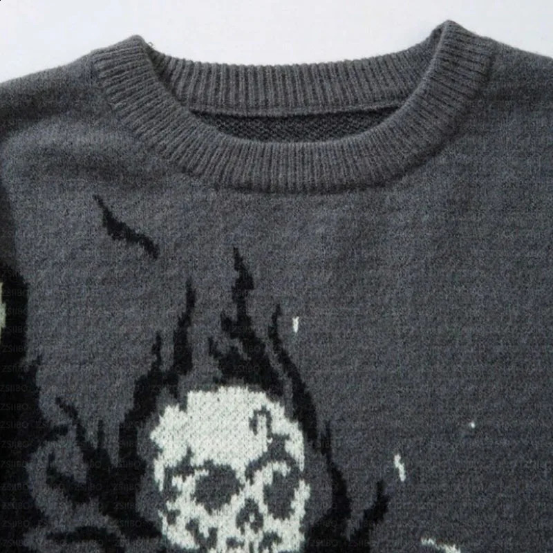 Mens Warm High Quality Knitted Cartoon Pattern Sweater Y2K Clothing Womens Pullover Streetwear Winter Fairy Fold Punk Retro Top 240821