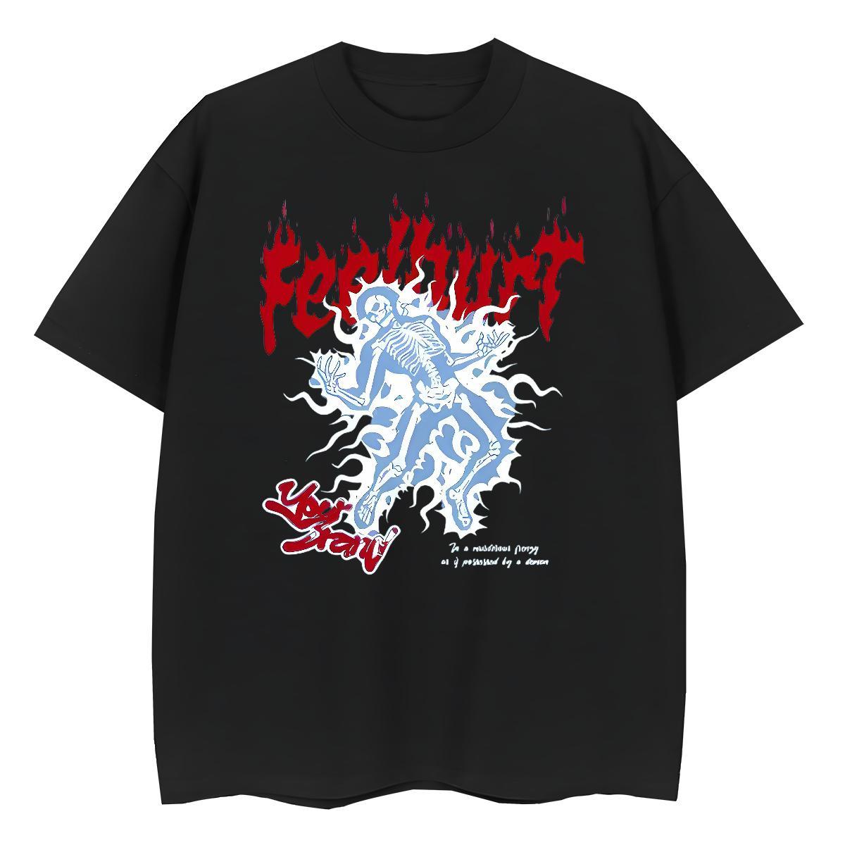Fashion New T-Shirts 230g Cotton Comfortable Daily Outfit skull Tshirt for Man Woman High quality White Plus Size Clothes Shirt