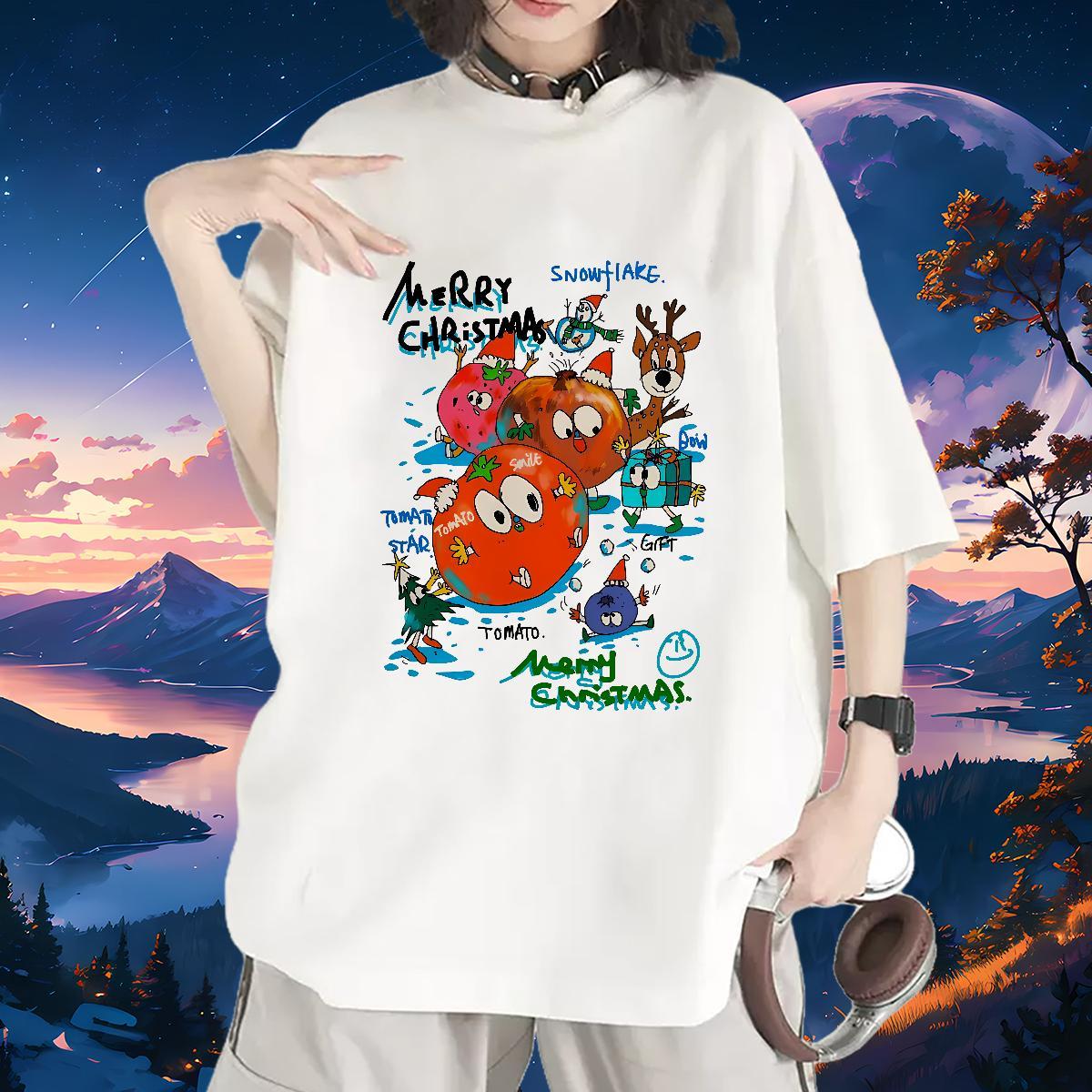 Popular Lady T shirt 100% Cotton 230g cartoon Daily Wear Women T Shirts Breathable Short Sleeve Graphic Clothings