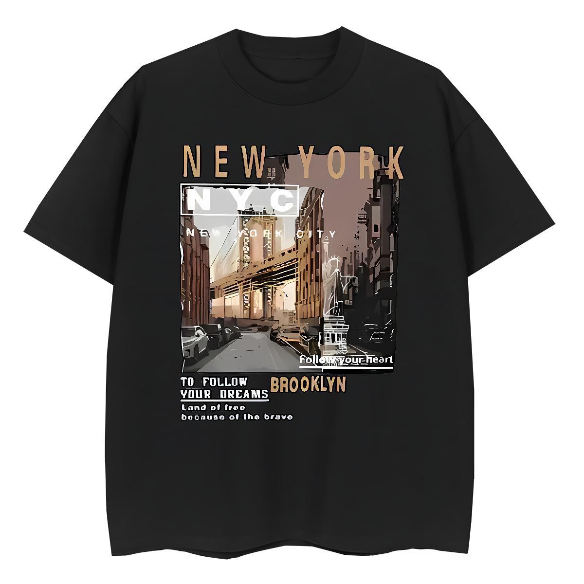 High quality Womens Tshirts 100% Cotton 230g New York Home Outdoor Women T Shirts Breathable Soft Plus Size Custom Tops Shirt