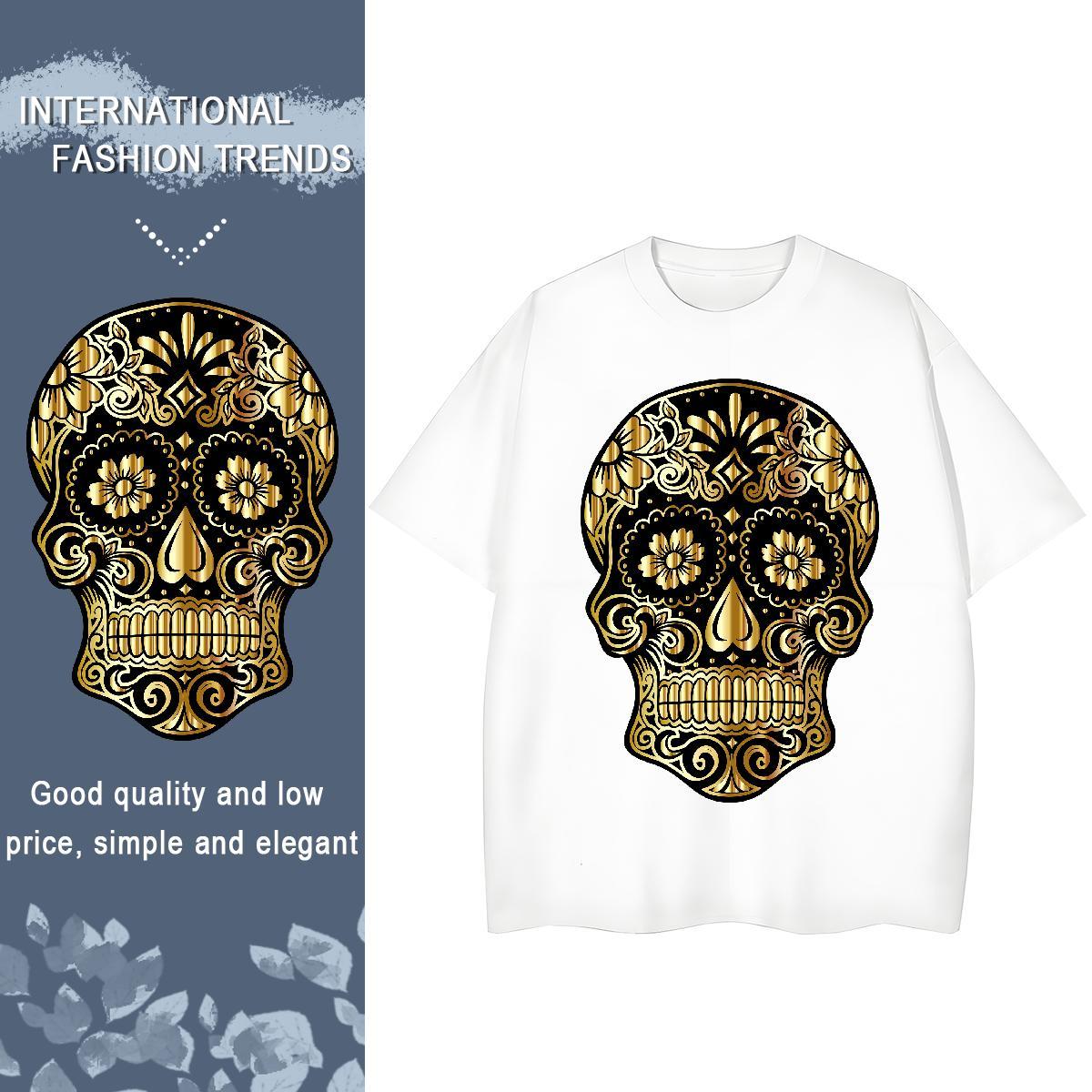 New T Shirts Women 230g 100% Cotton O Neck Short Sleeves Street Wear skull Lady T shirt Comfortable Custom Print Oversized Top Tees
