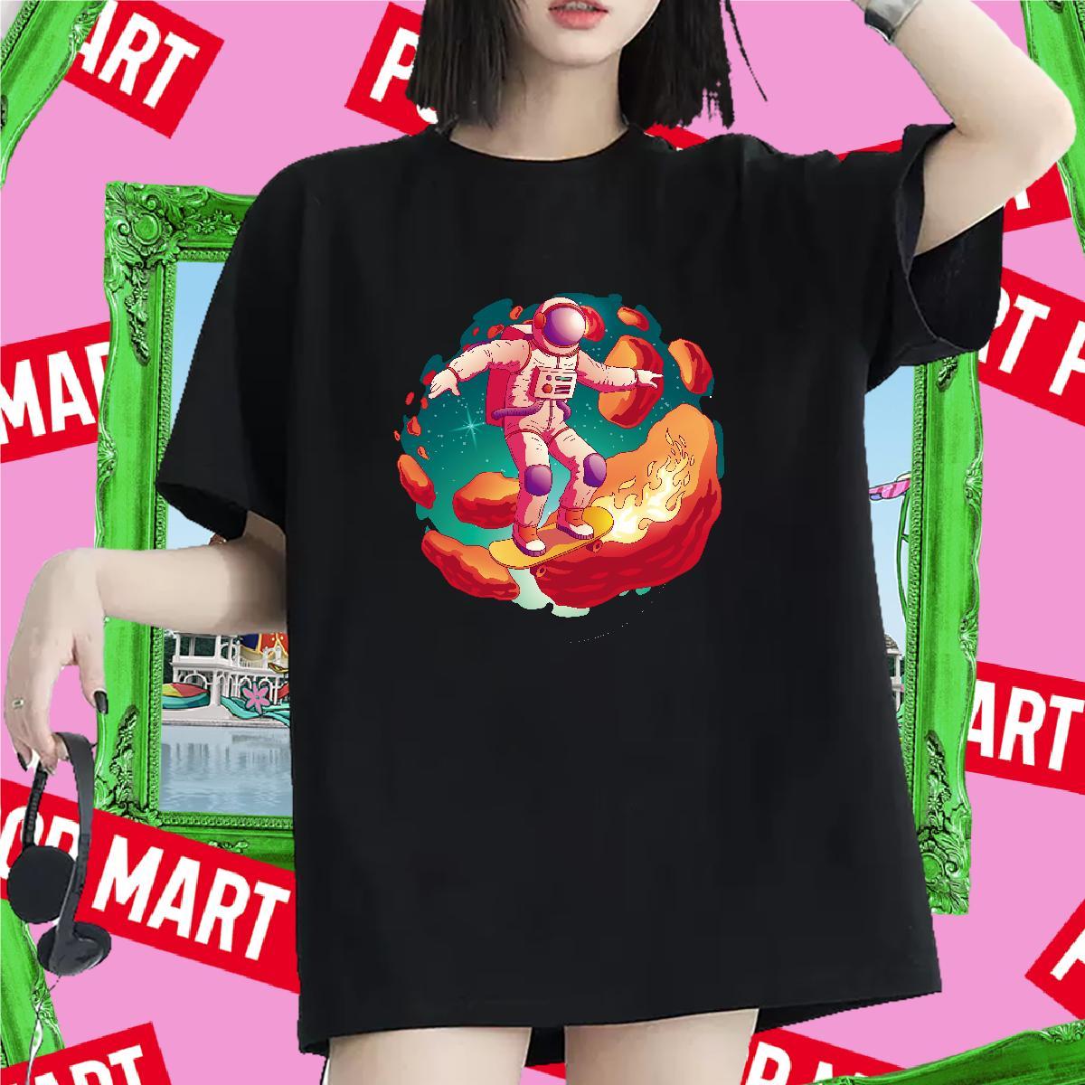 Comfortable Lady T shirt 100% Cotton 230g universe High Street Hip Hop T-Shirts for Women Crew Neck DIY Anime Polos