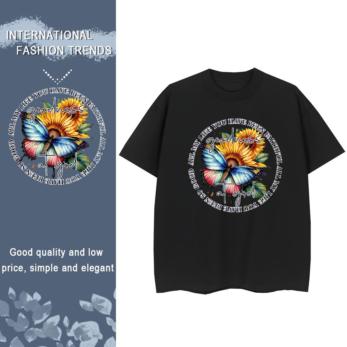 2024 Designer T-Shirts for Women Breathable Short Sleeve 100% Cotton 230g Lady T shirt DIY Anime Printed Butterfly Summer Casual Wholesale Tee Shirt