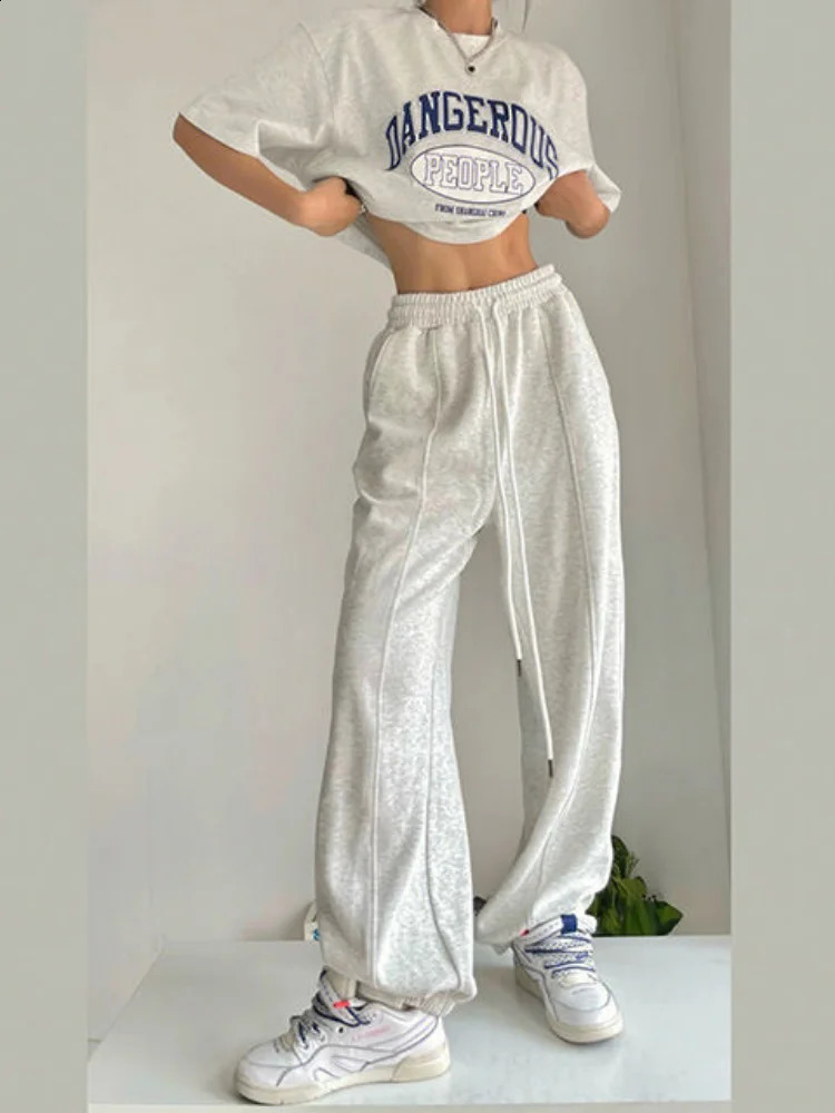 HOUZHOU Women Sweatpants Casual Joggers Harajuku Hip Hop Korean Fashion Y2k Female Wide Leg Sports Trousers Streetwear Loose 240821