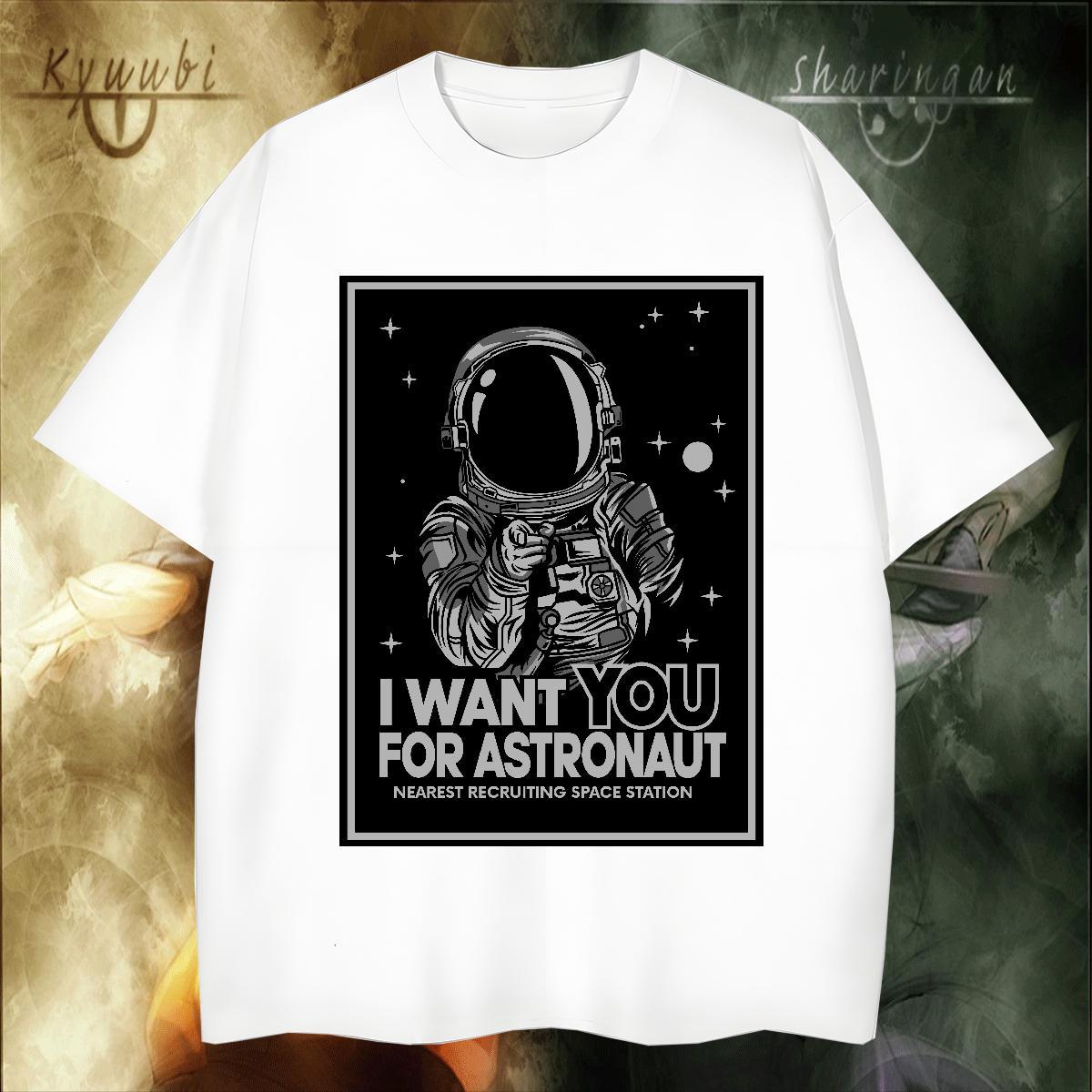 Comfortable Mens Tshirts Hip Hop 100% Cotton 230g White Plus Size Pure Cotton spaceman Men T Shirts Designer Fashion Tee Shirt
