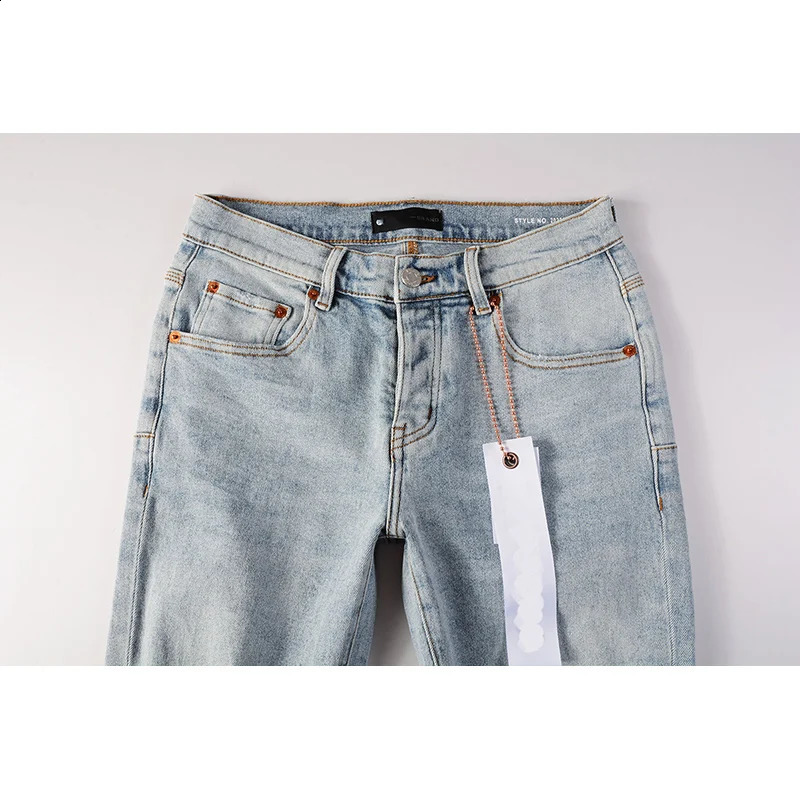 Summers Mens Classic Blue Streetwear Distressed Skinny Button Fly Destroyed Holes Ripped Jeans Pants 240822
