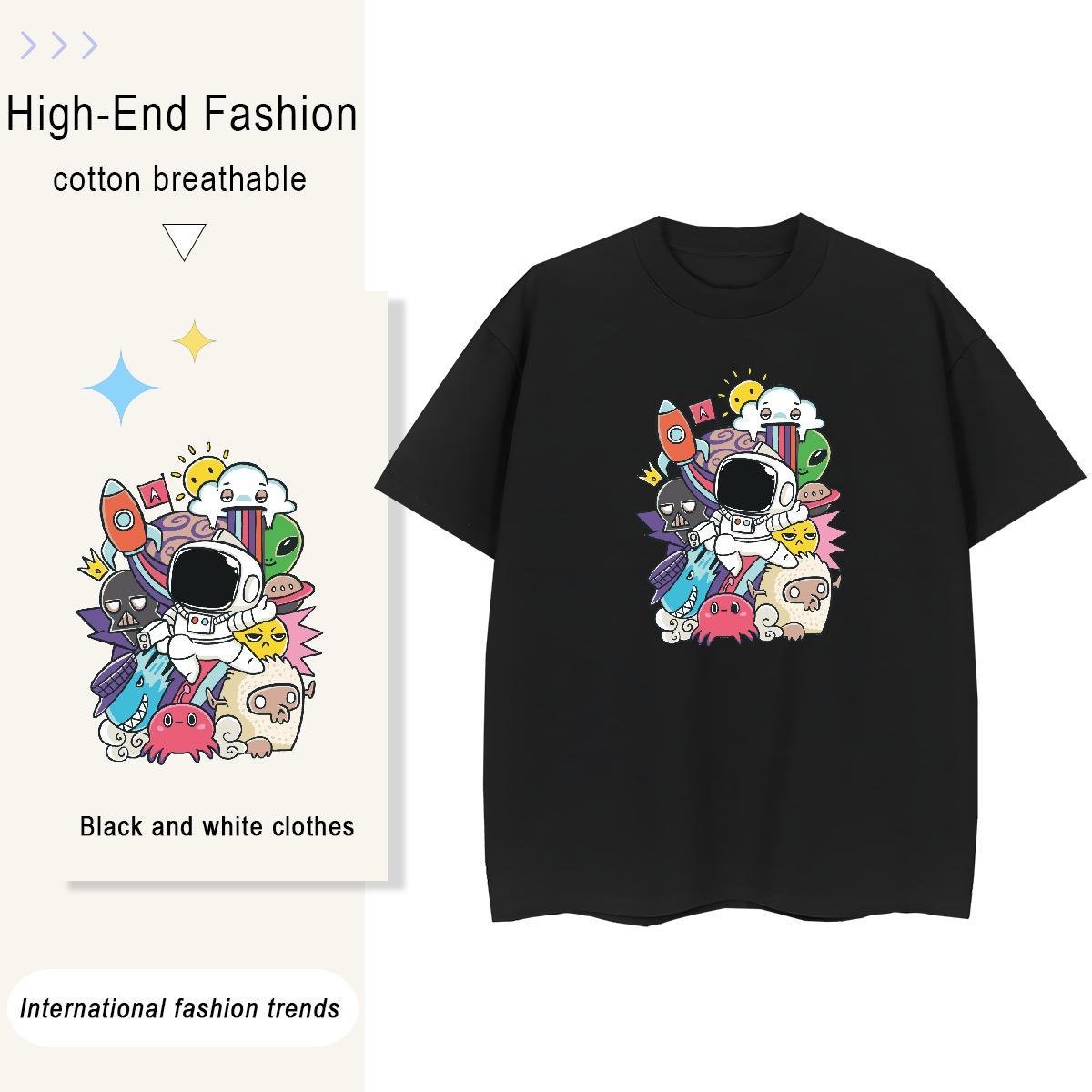 Designer Nice Women Tshirts 100% Cotton 230g universe Hip Hop Street Womens T Shirts Round Neck Short Sleeve Floral Print Tops Shirt