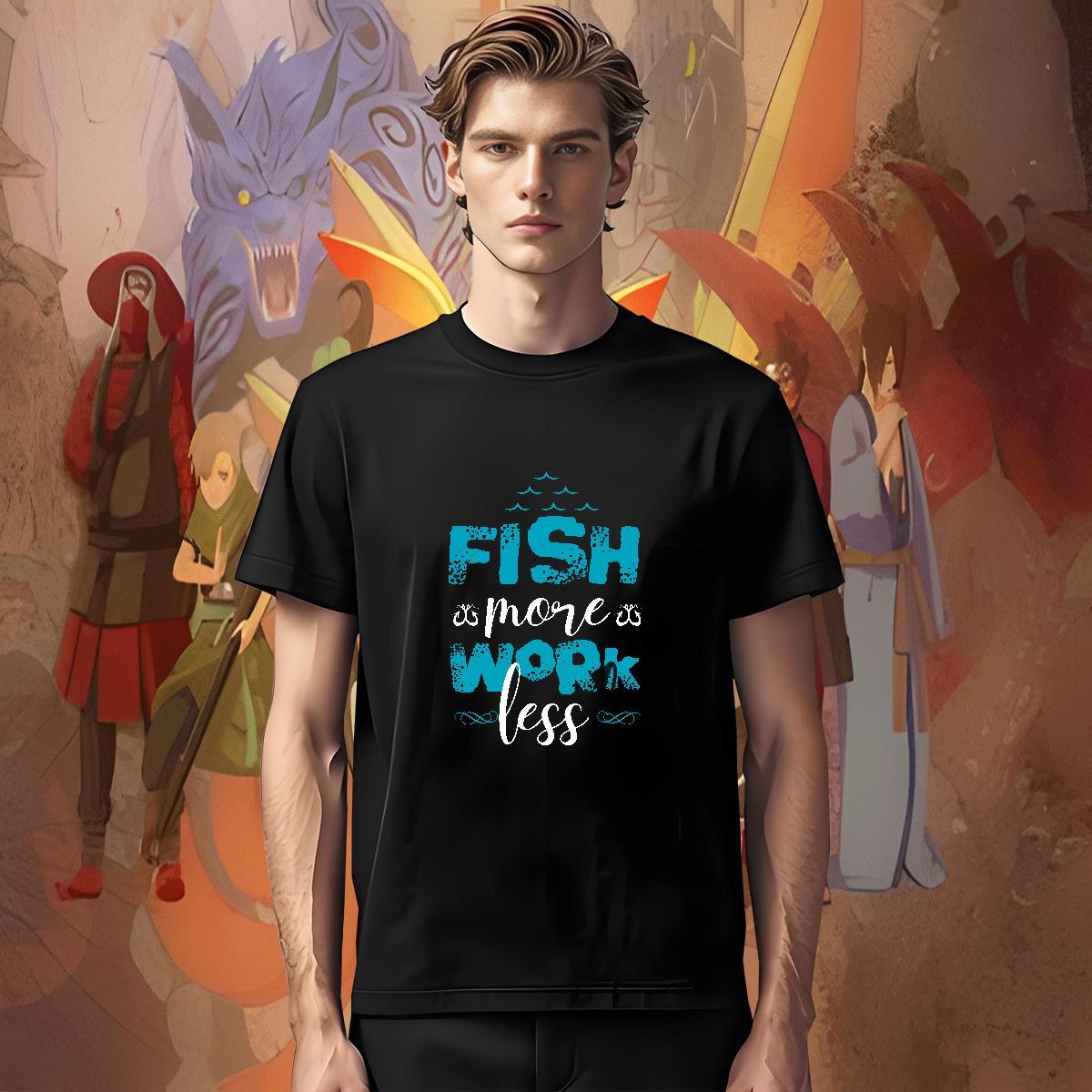 Free Shipping fish Men T Shirts Street wear Hip Hop Men Tshirts 230g Pure Cotton DIY Customized Short Sleeve O-Neck Black White Top Tees