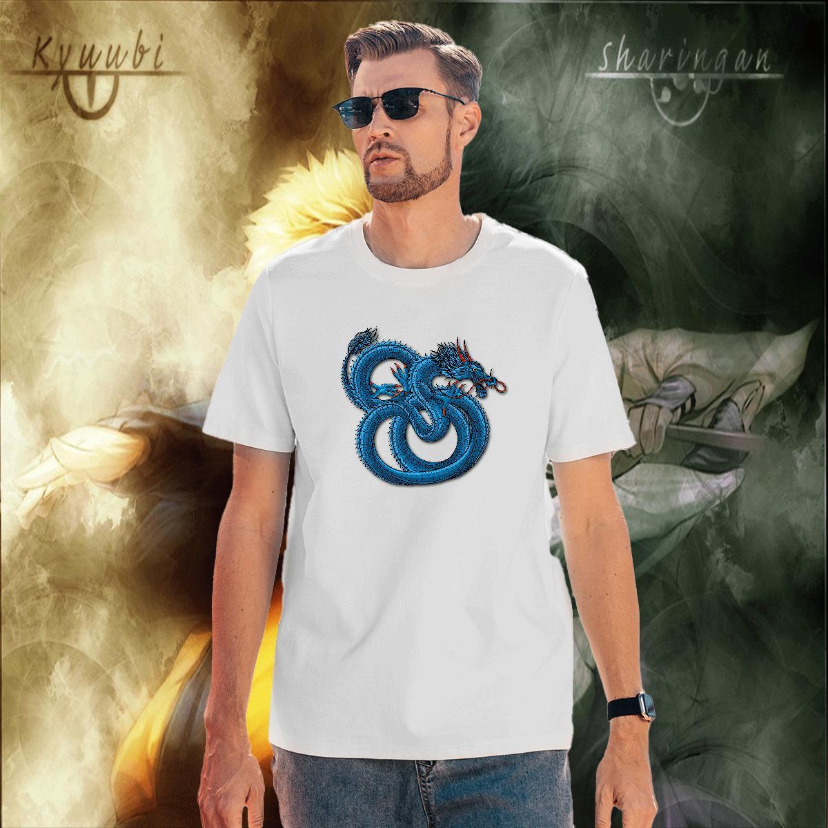 Comfortable dragon T-Shirts for Men High Street Hip Hop Men Clothes T-Shirt 230g Pure Cotton Fashion Design Short Sleeve O-Neck Cartoon Print Polos
