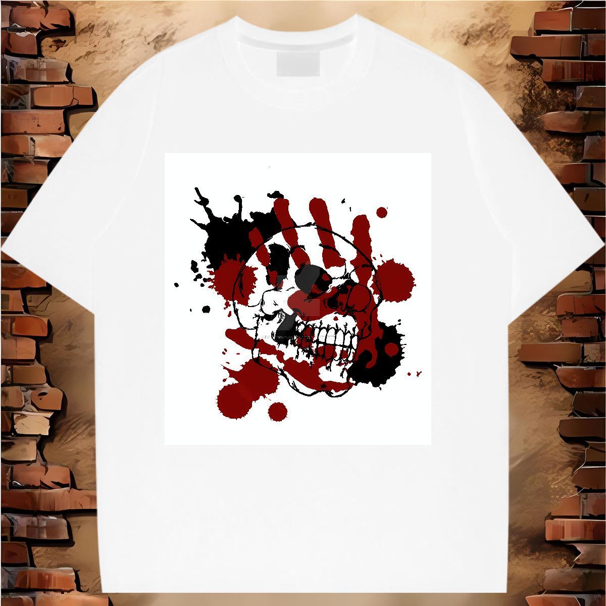 Popular Couples T Shirts 230g Pure Cotton scary Casual Daily Wear Woman T Shirts Breathable Soft Cartoon Print Tops Shirt