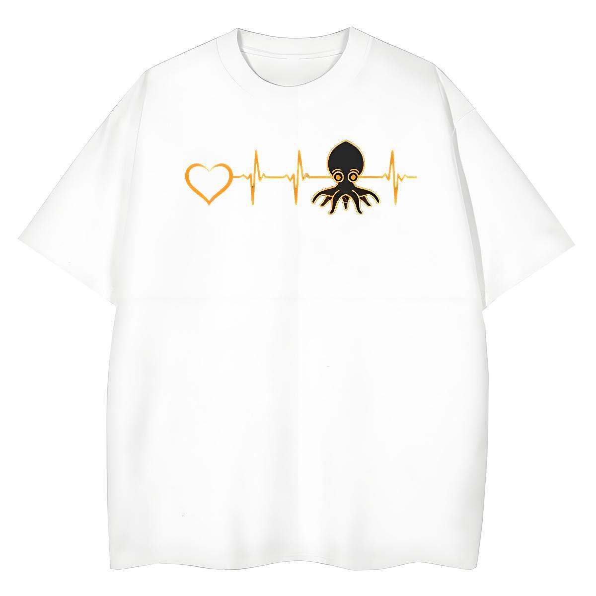 5A Womens Tshirts 230g Cotton octopus Street T Shirt For Woman Round Neck Short Sleeve Graphic Tops Tees