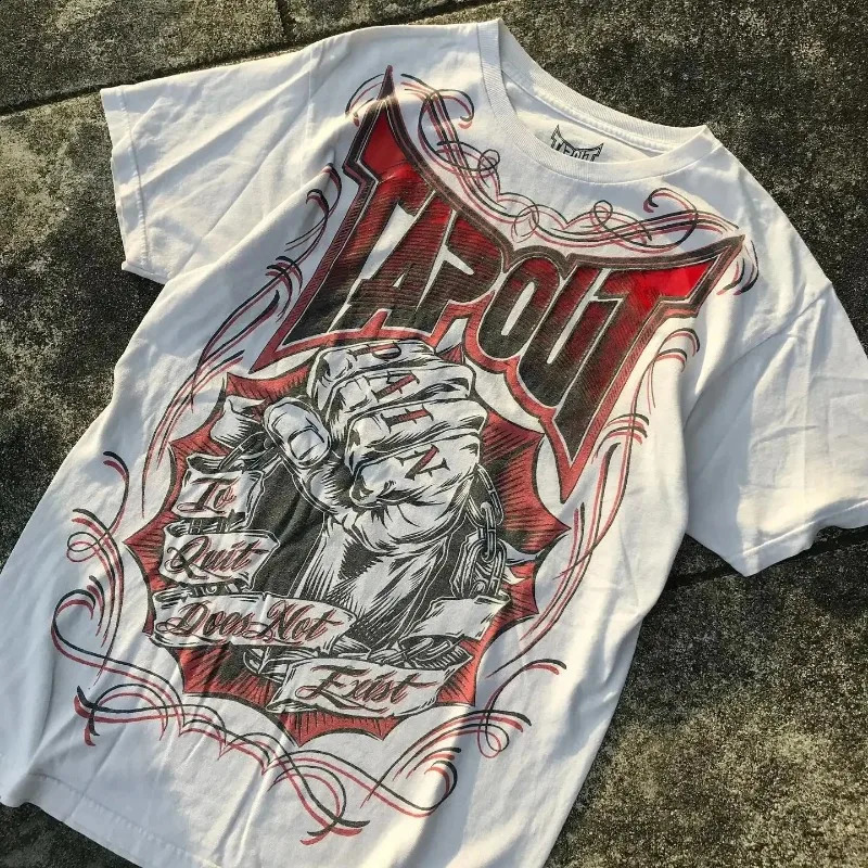 Y2K retro Tshirt hiphop round neck oversized mens short sleeved gothic clothing top fashionable streetwear 240821