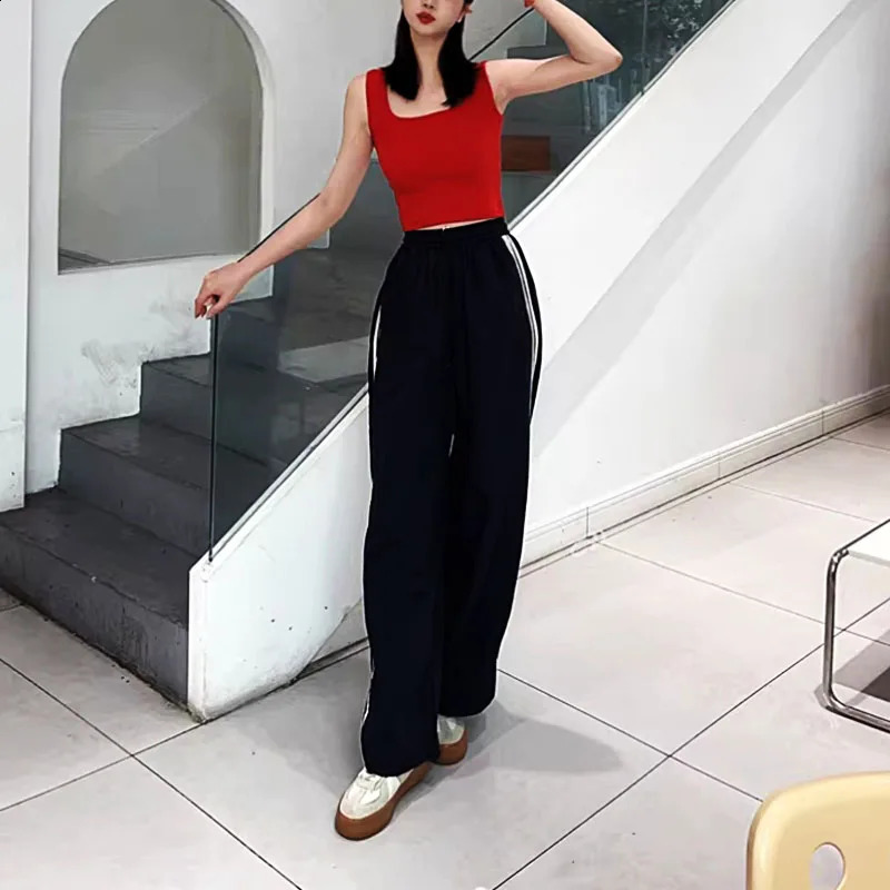 Straight leg casual pants men and women summer striped n wide-leg pants American retro loose plus size sweatpants 240822