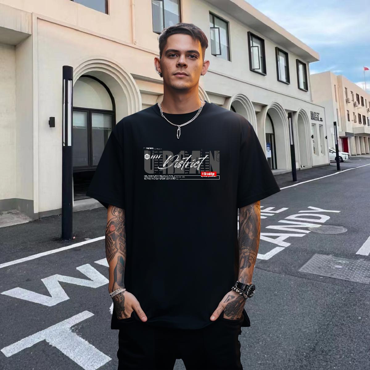 Wholesale Couples T Shirts Casual Daily Wear 230g Cotton Custom Big Size Short Sleeve O-Neck letter T Shirts Men Fashion Casual Tops Tees