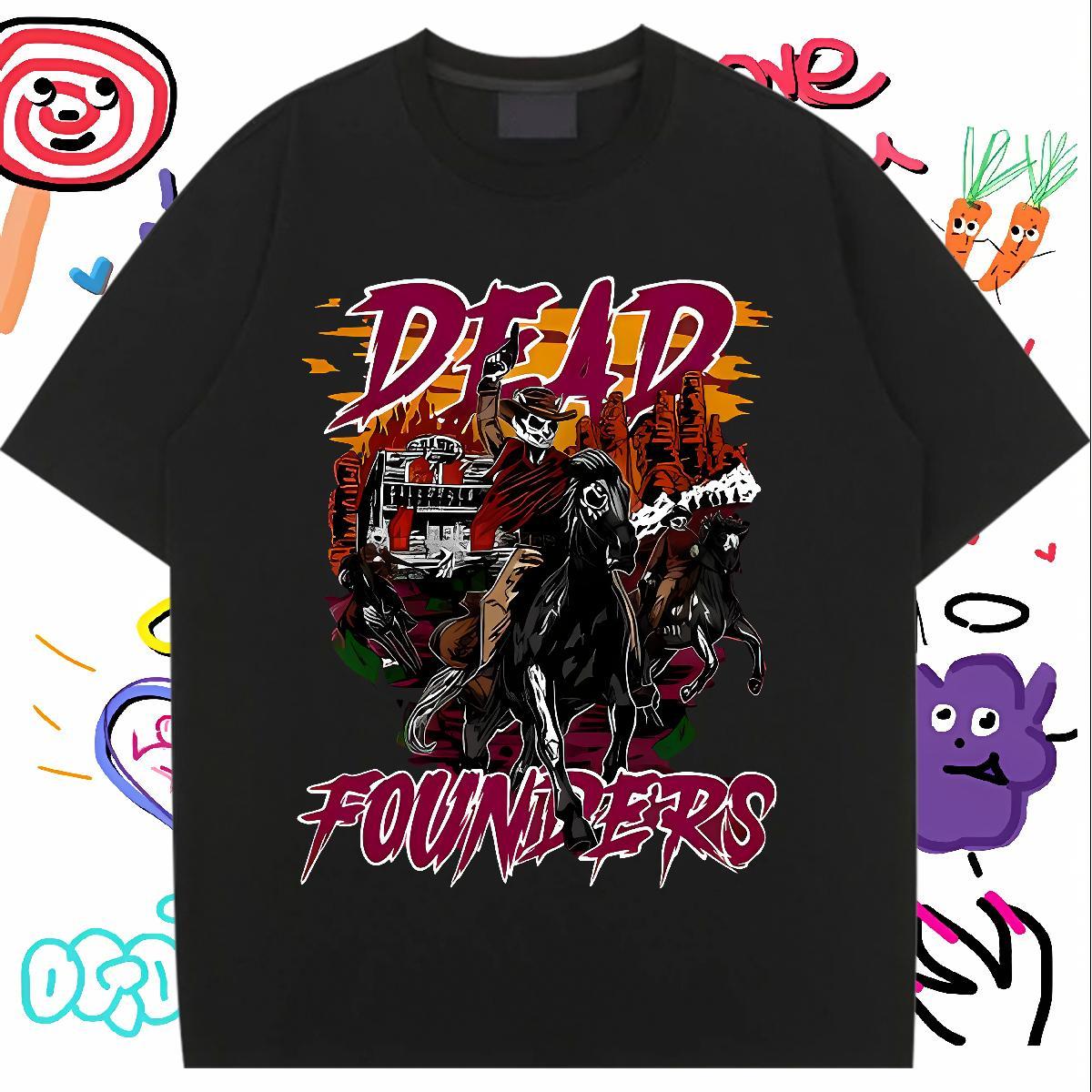 Stylist T Shirts Women 100% Cotton 230g Short Sleeve O-Neck High Street Hip Hop horse riding Tshirt for Man Woman Loose fit Custom Print Plus Size Tee
