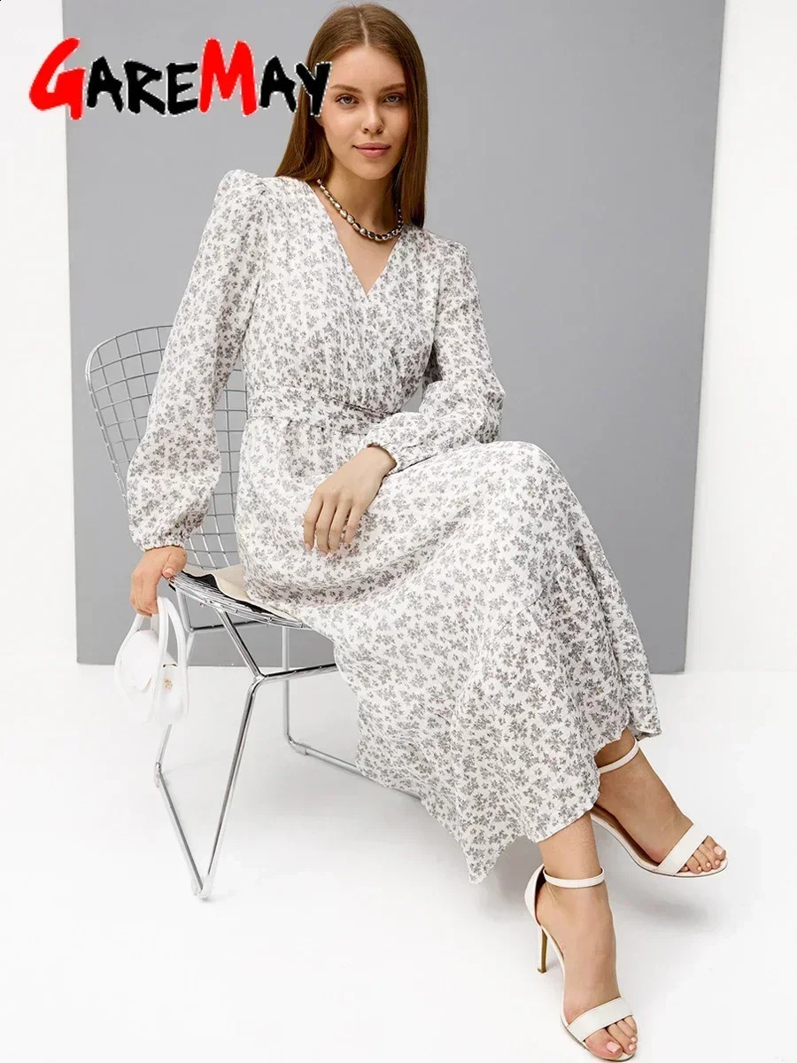Casual Womens Cotton Dress 100% Floral Print A-line Vintage Muslim Midi Dress Flower V Neck White Elegant Dresses for Women 240822