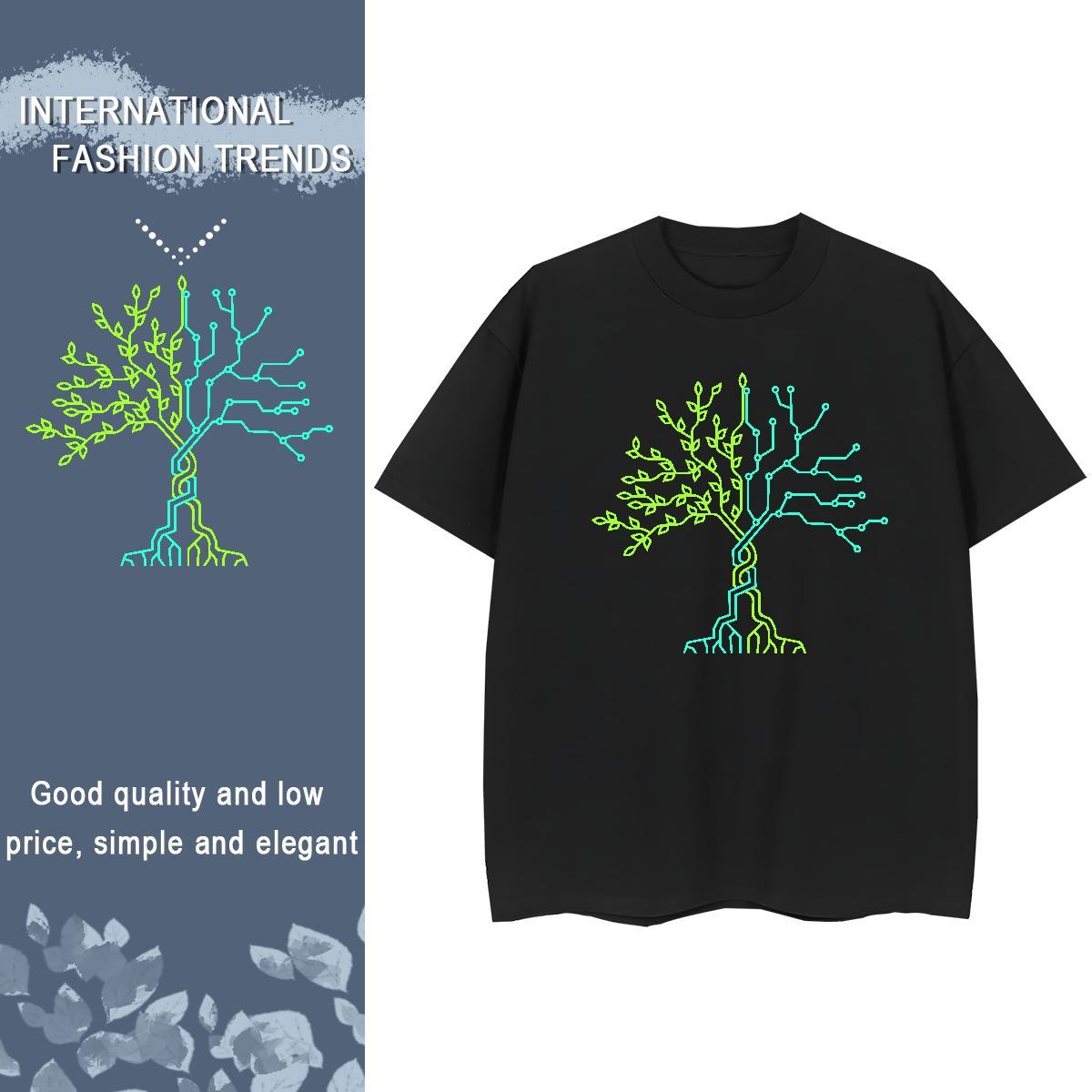 Fashion T-Shirts Round Neck Short Sleeve 230g Cotton Womens Tshirts Oversized L-4XL tree Hip Hop Street Designer Nice Clothes Shirt