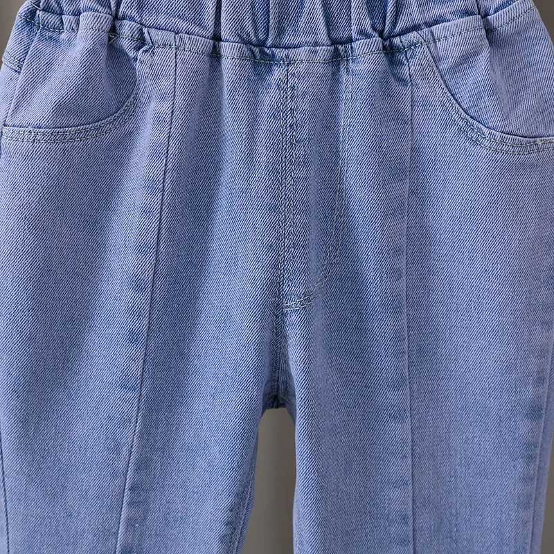 Girls Bowknot Split Pearl Jeans Childrens Flared Jeans 2-6 Years Old Childrens Slim Jeans W241227