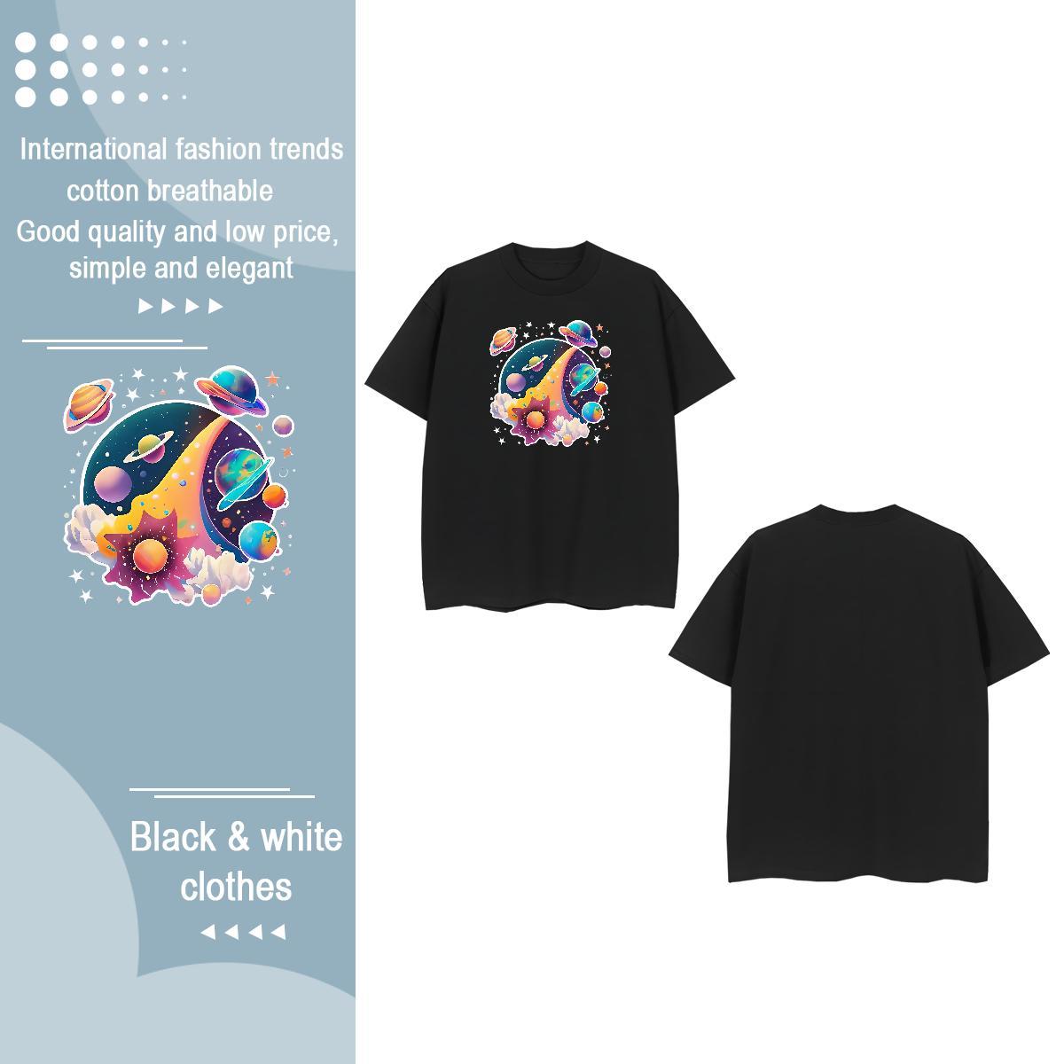 Brand Womens T Shirts Breathable Crew Neck 100% Cotton 230g Couples T Shirts Cartoon Printing L-4XL star Sport Wholesale Tops Shirt