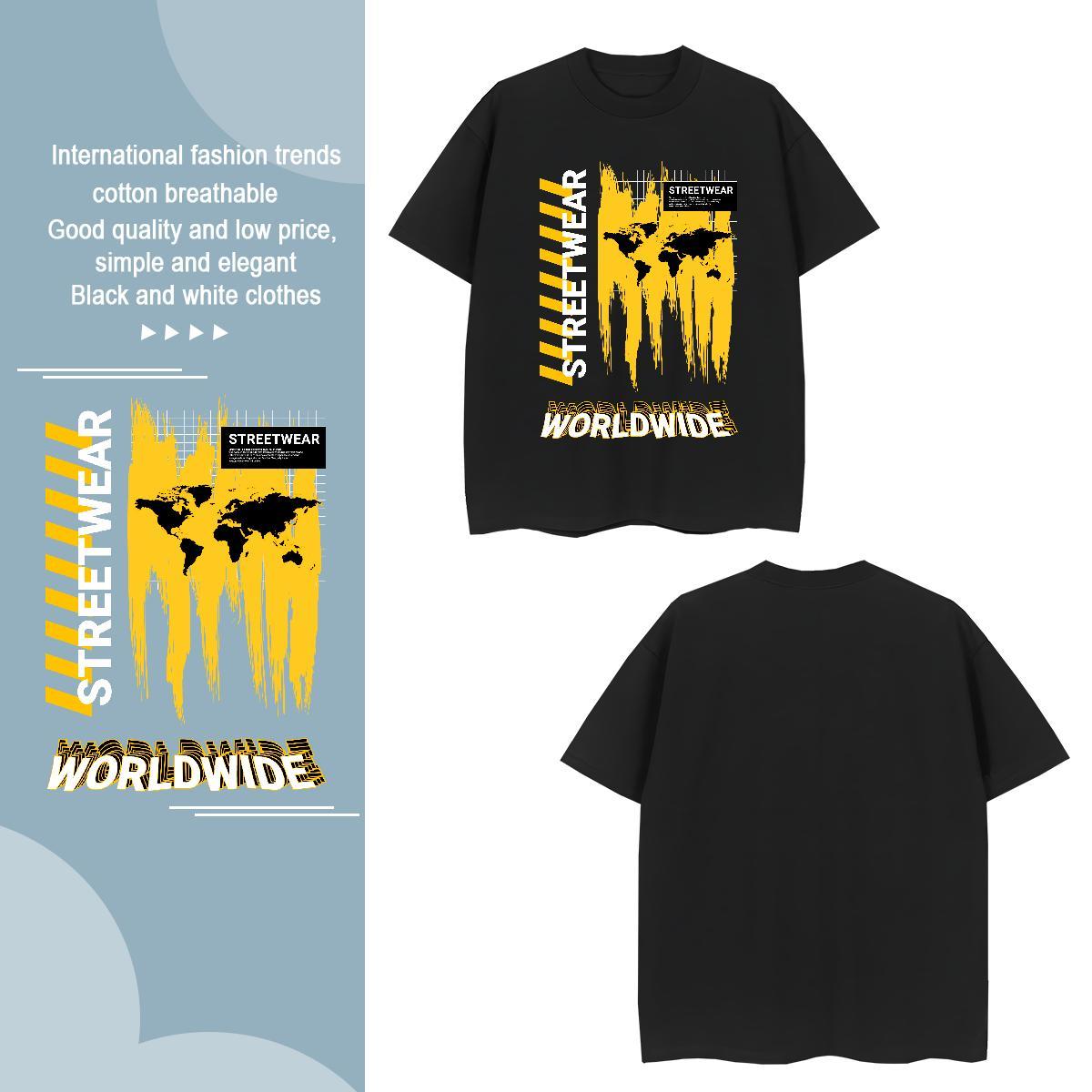 TOP Quality worldwide T-Shirts Street wear Hip Hop Men Tshirts 230g 100% Cotton 2024 New O-Neck Short Sleeve Cartoon Printing L-4XL Tee Shirt